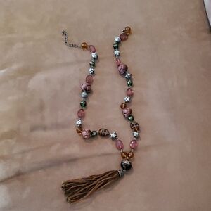 Elegant Boho Multicolor Beaded Necklace with Tassel